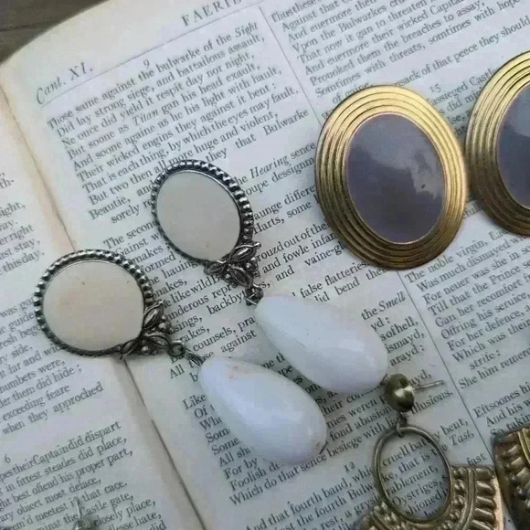 Vintage lot  of 4 earrings 1980s - Picture 4 of 11